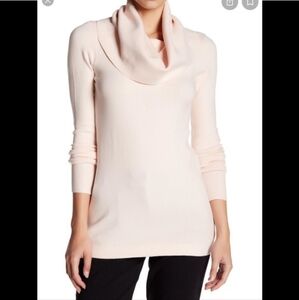 French Connection cowl neck, tunic length cream colored soft sweater - l